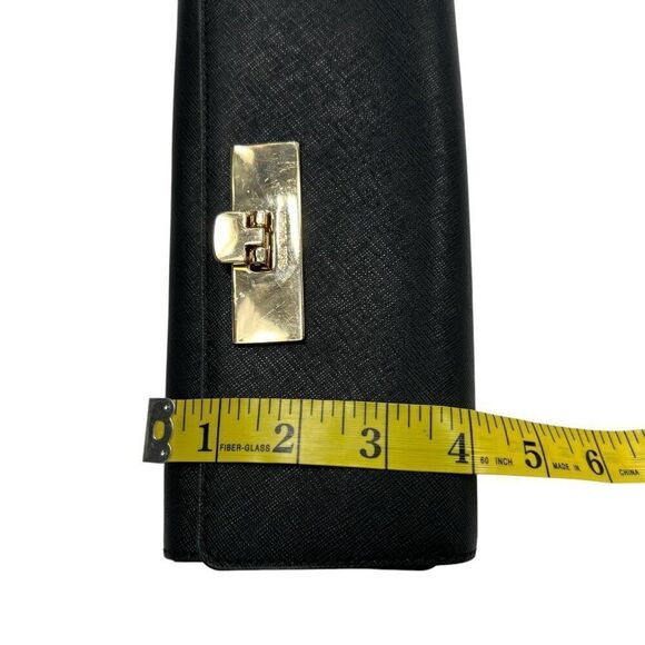 Michael Kors Callie Carryall Accordian Wallet Crossgrain Leather Black - Picture 6 of 10